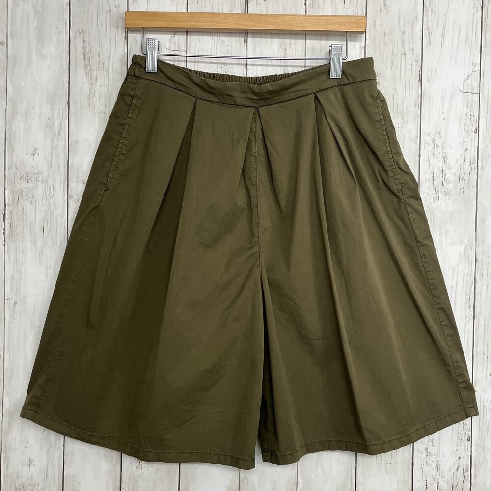 Coen High Waisted Green Cotton Shorts Size 6 Sage Forest Utility Minimalist